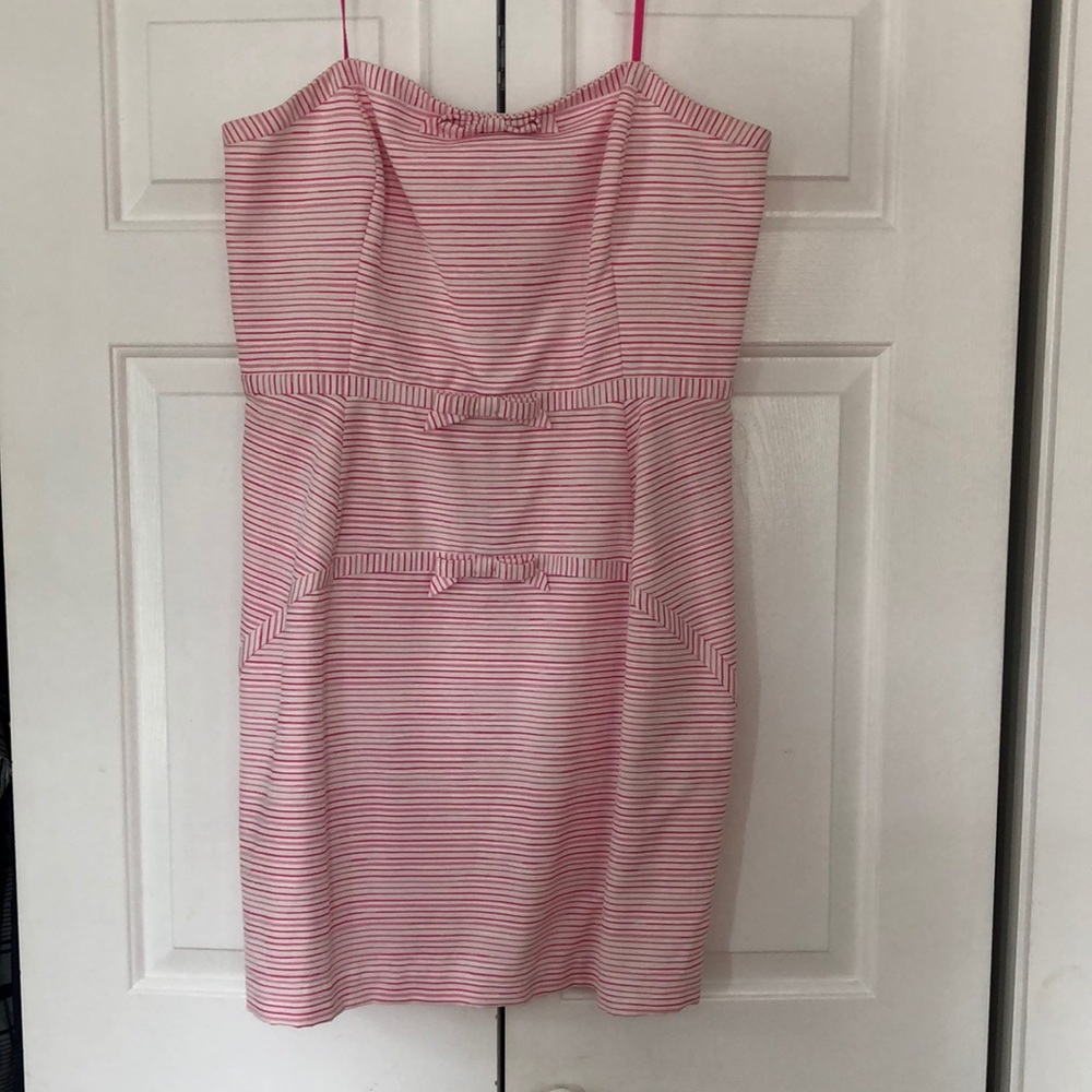 Vineyard Vines Pink and White Striped Strapless Dress